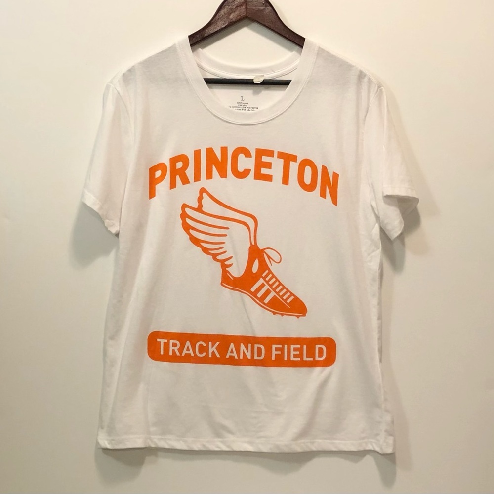 Princeton Track and Field Full Print Short Sleeve Tee White & Orange L